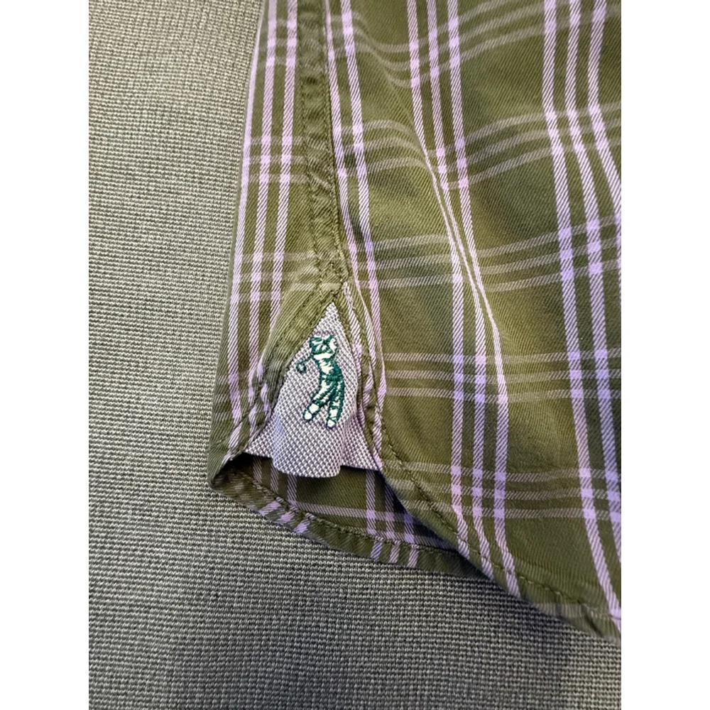 XL Bobby Jones LS Button Up 100% Cotton Green/Purple Men's Shirt